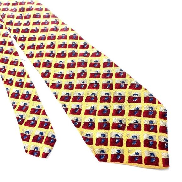 Altea Light Yellow Silk Tie Woven Geometric Knit - Picture 1 of 5